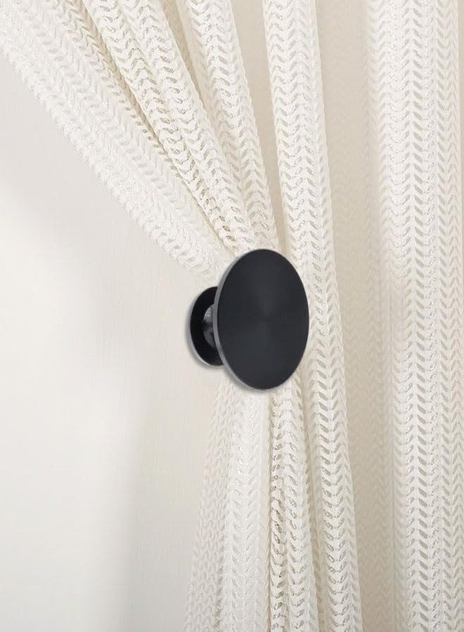 Shonmogar Curtain Tiebacks 2 Pack Curtain Holdbacks Zinc Alloy Curtain Tiebacks Wall Mounted with Screws, Decorative Curtain Holders for Drapes Stylish Black Curtain Tieback Hooks for Home Office - Image 2